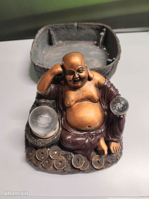 Statue bouddha rieur et son support (image 3)