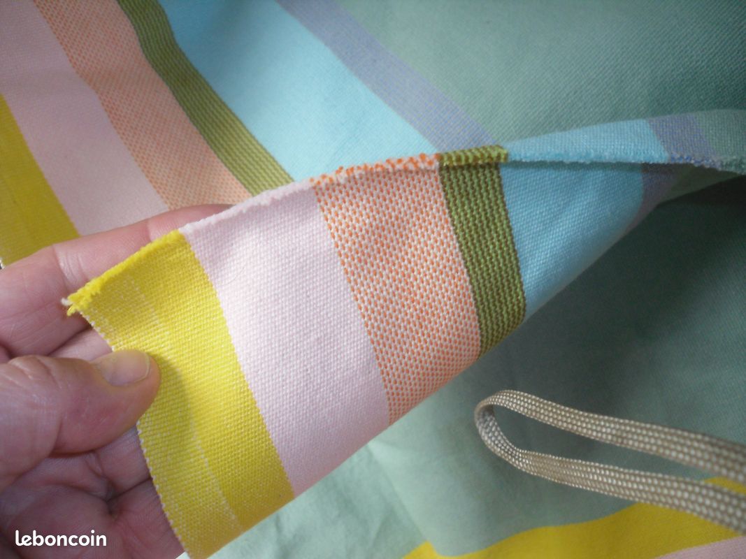 GRAND coupon tissu coton mélangé rayé bayadère largeur 160 cm , (image 1)
