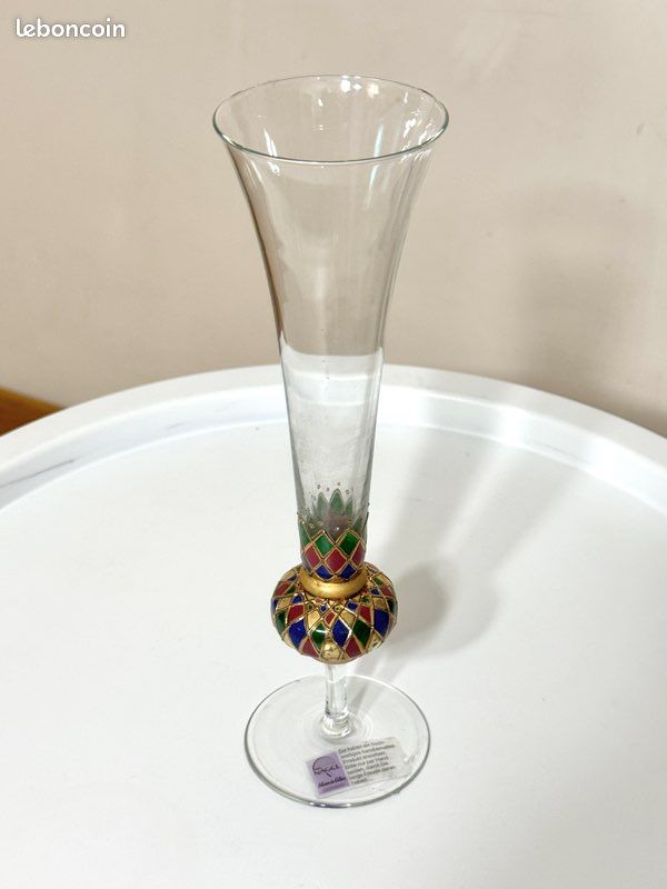 Flûte à champagne ancienne NAGEL en cristal , 27 cm , bon état (image 5)
