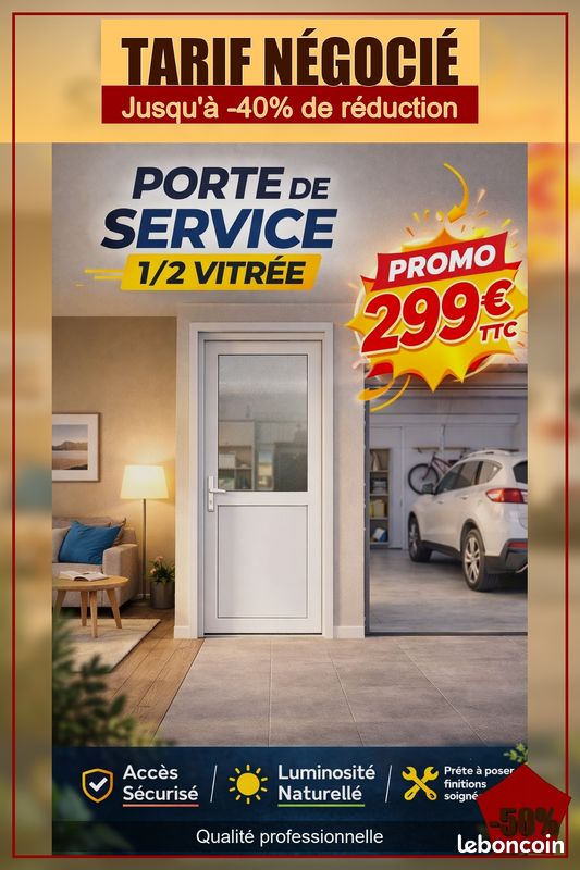 Porte de service 1/2 vitrée (image 1)