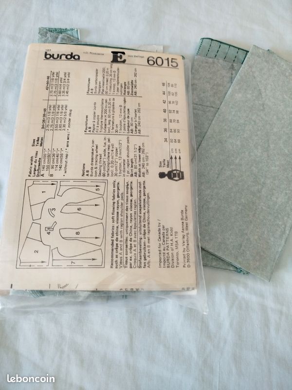Patron de couture Burda,robe été ,n*6015 (image 2)
