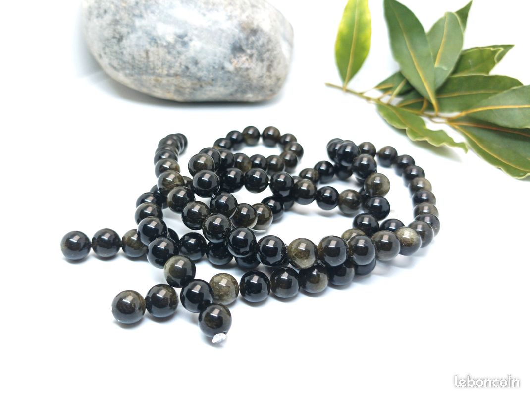 Obsidienne dorée 8mm - Lot de 90 perles 8mm (image 3)
