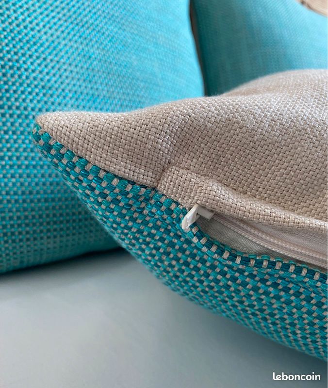 🛋️ 3 Coussins Turquoises et Beiges (image 4)