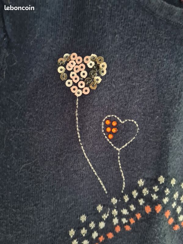 Pull manches courtes Sergent Major bleu marine fille 10ans (image 4)