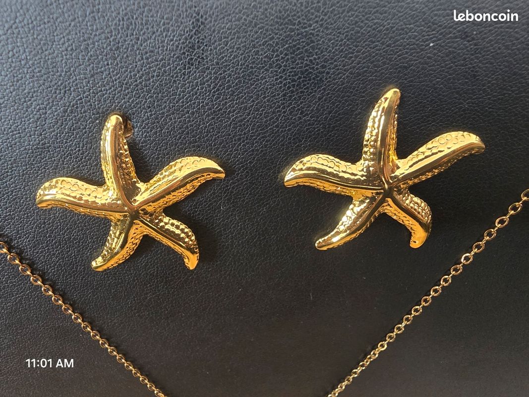 Ensemble Collier et Boucles d'Oreilles Étoiles de Mer Dorées (image 2)