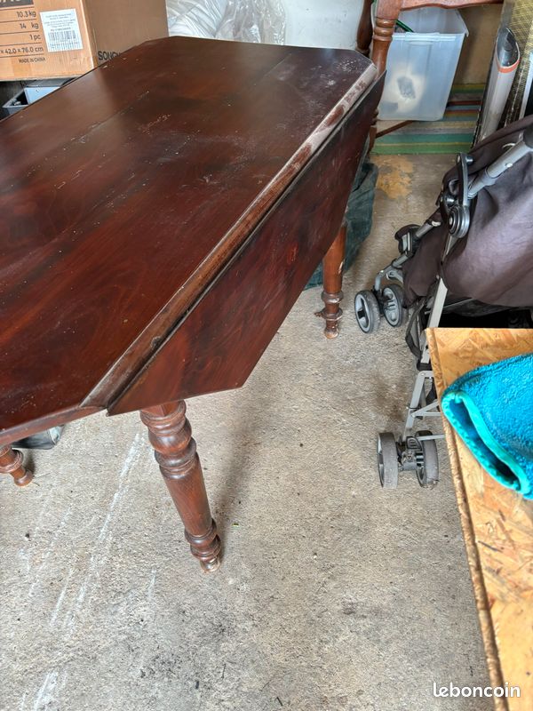 Table merisier foncé avec rabattant (image 4)