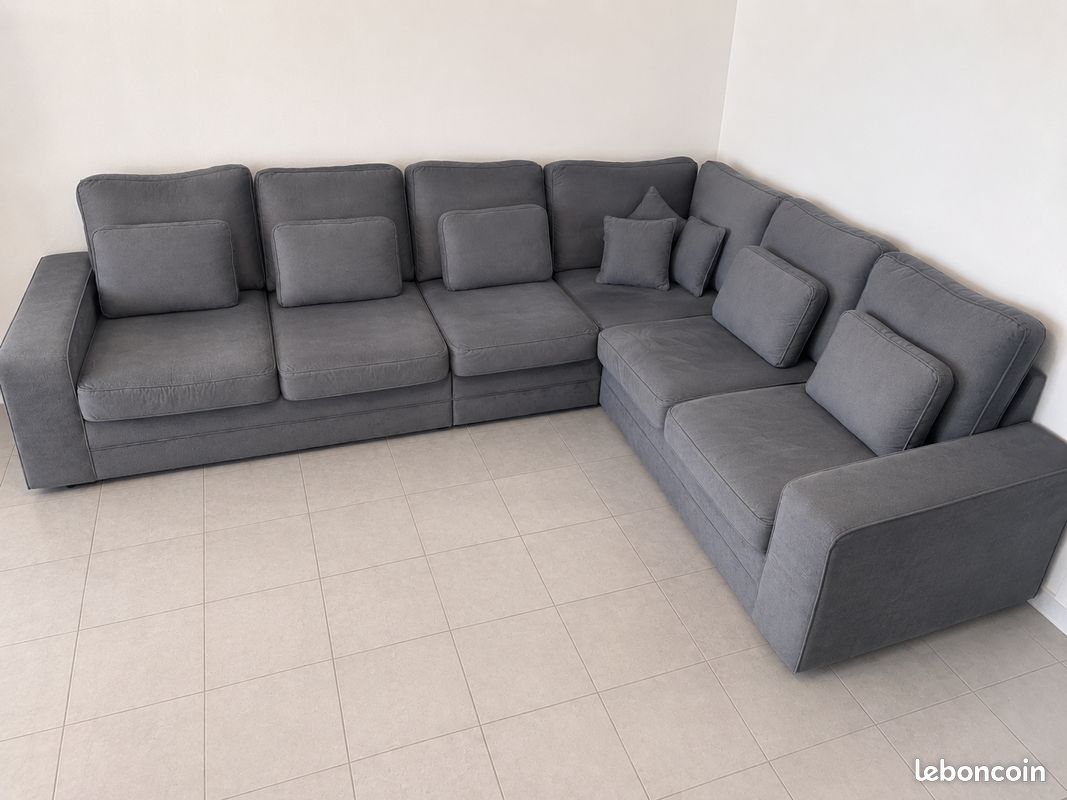 Canapé d’angle XXL gris anthracite – Très bon état – Confort premium (image 2)