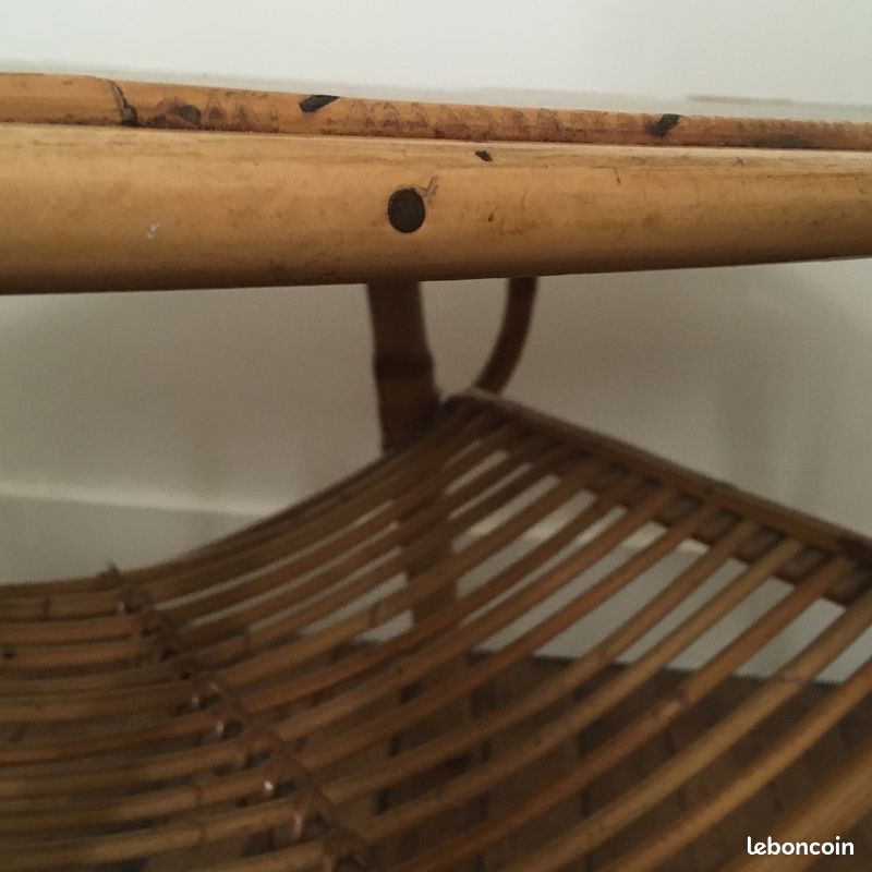 Table basse en bambou et osier 1950's par Janine Abraham (image 3)