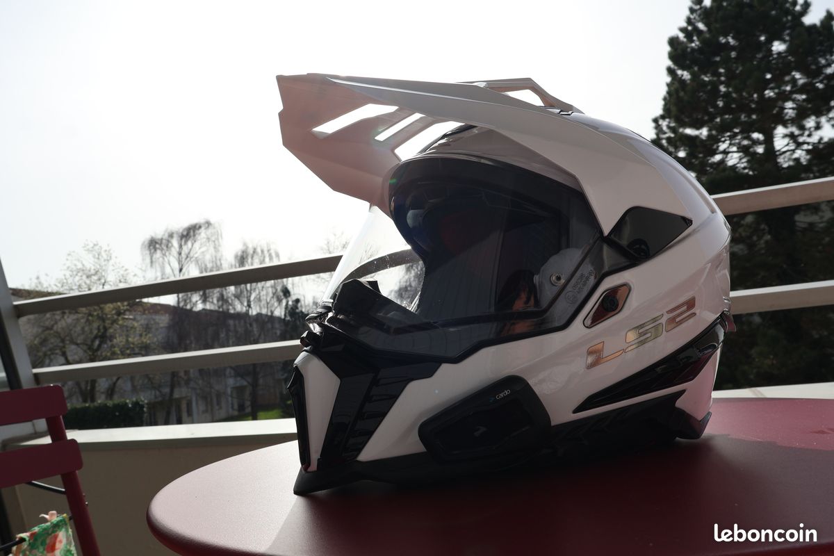Casque moto blanc LS2 MX701 Explorer taille L avec intercom Freecom 2+ duo (image 2)