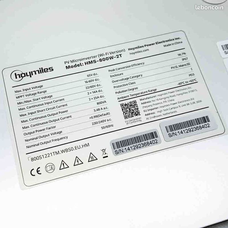 Micro-onduleur Hoymiles HMS-800-2T SANS WIFI