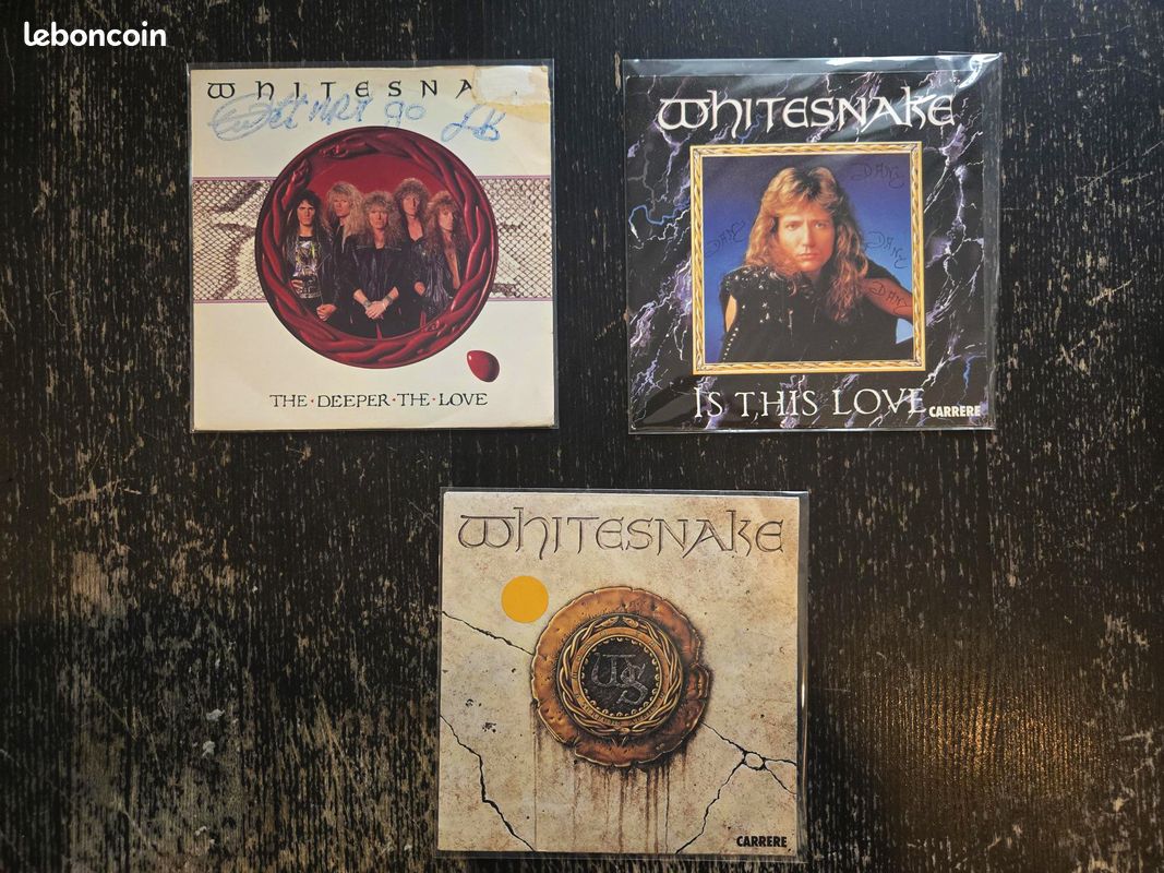 🎵 Lot de 3 vinyles 45 tours Whitesnake hard rock (image 1)