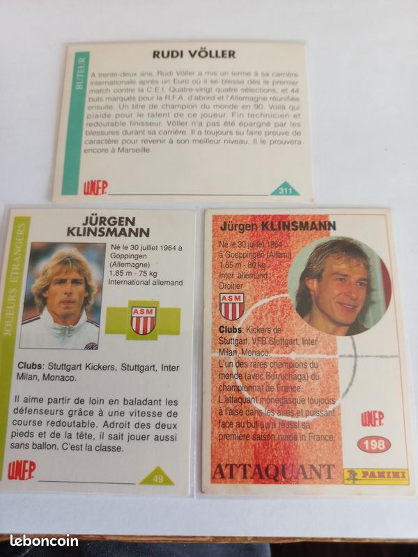 Jurgen Klinsmann As Monaco Carte Official Football Cards