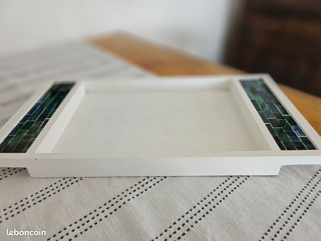 Plateau blanc mosaïque vert (image 3)