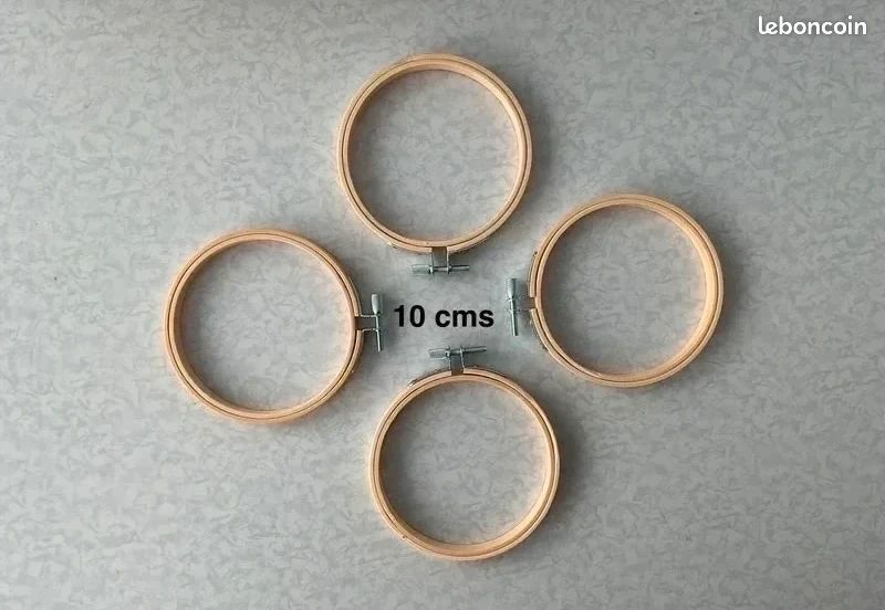 Quatre cercles à broder, tous loisirs créatifs, bambou naturel 10 cms (image 1)