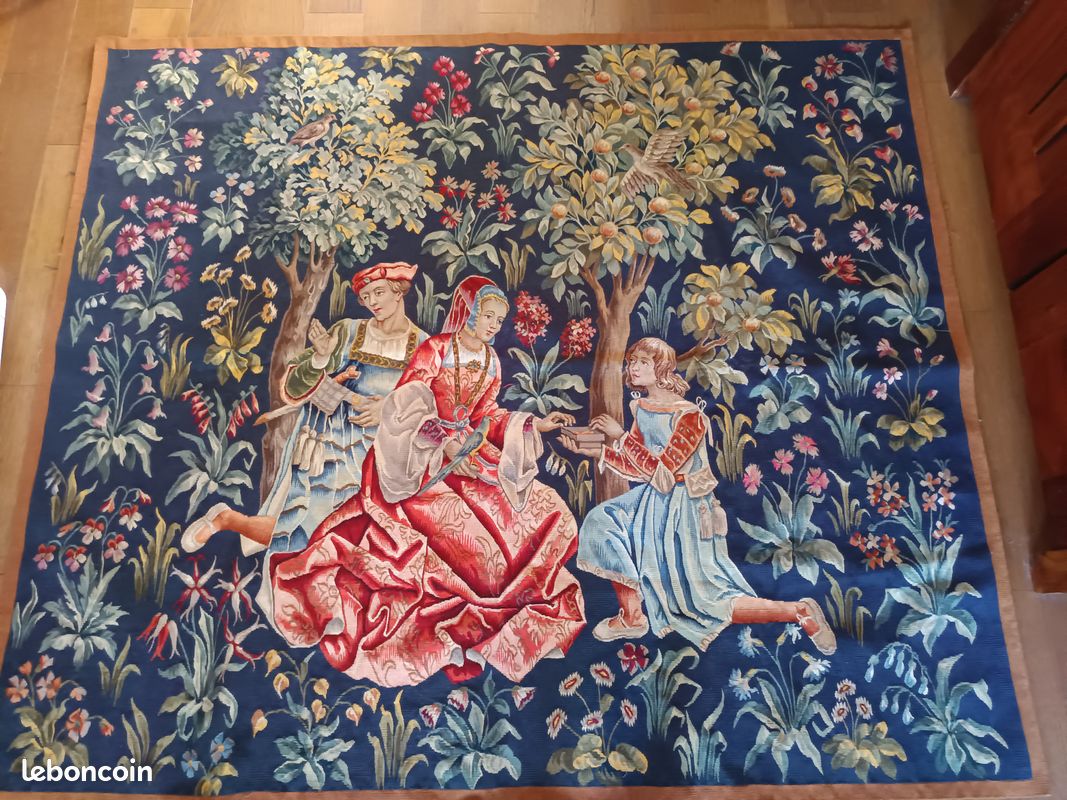 Grande tapisserie Jules Pansu – « La Dame au coffret » – Point d’Halluin (image 3)
