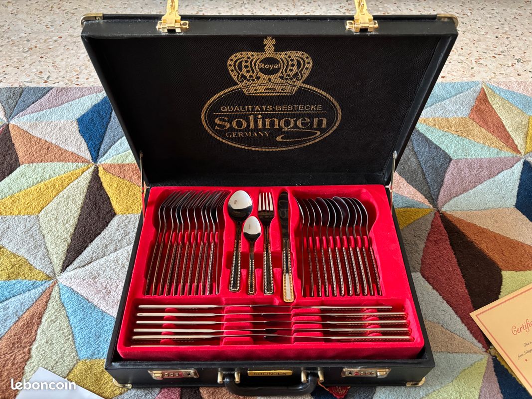 Mallette Ancienne Solingen - Cuir Marron, Serrure à Combinaison, Post-1940