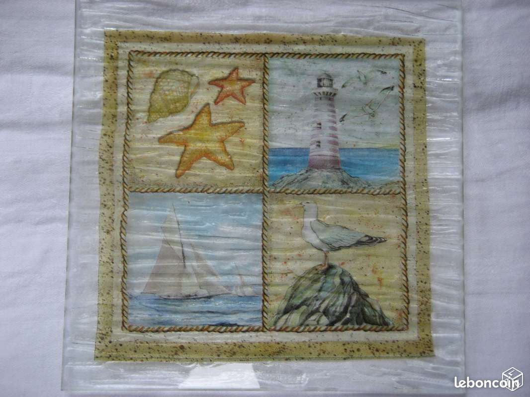 Assiette en verre Barque sur le sable et Assiette en verre Bord de mer (image 2)