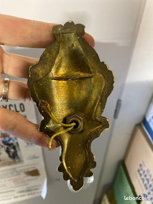 2 anciennes appliques Metal et pampilles verre occasion (image 4)