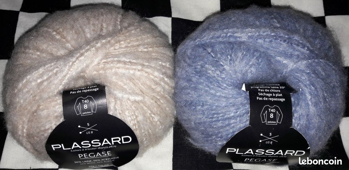 Lot De 10 Pelotes De Fil à Tricoter Plassard - Couleur Blanc Cassé (127), Aiguille N°3.5