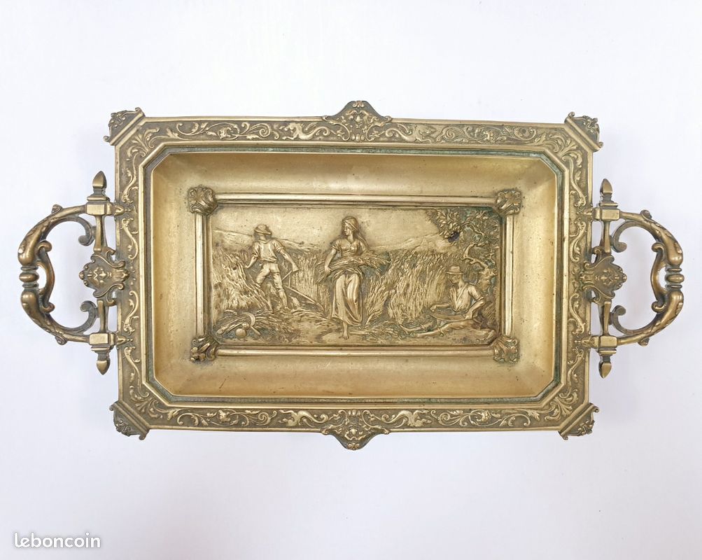DEBUT Marcel (1865-1933) Plateau bronze Massif bas-relief Moisson Sculpture 1890 (image 2)