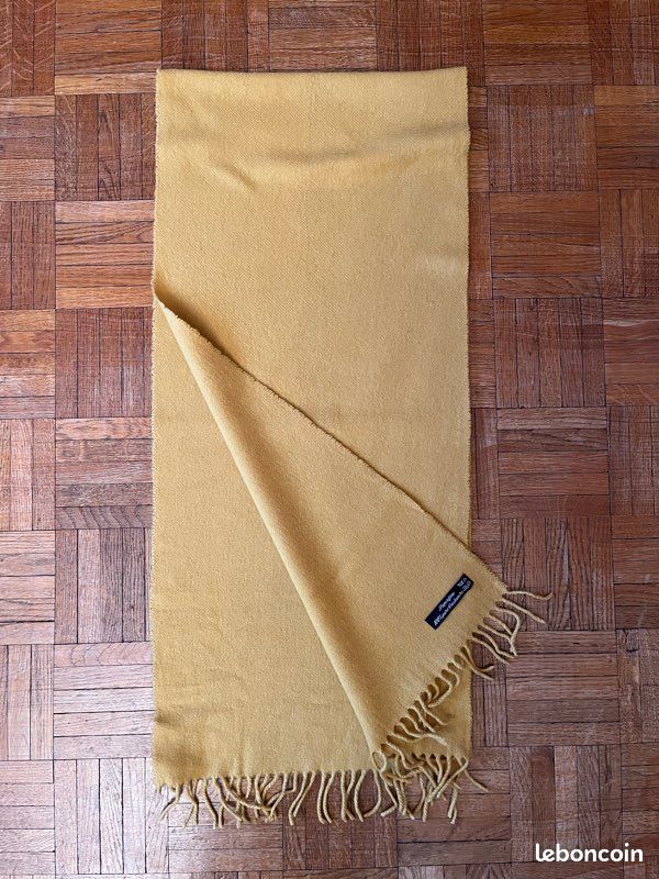 Écharpe En Laine Jaune Solide Tricotée Main - Longueur 203 Cm - Pour Hommes