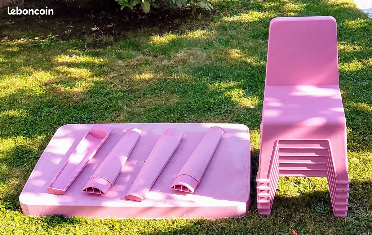 Salon de Jardin Enfants : 1 Table Démontable + 6 Chaises Empilables (image 8)