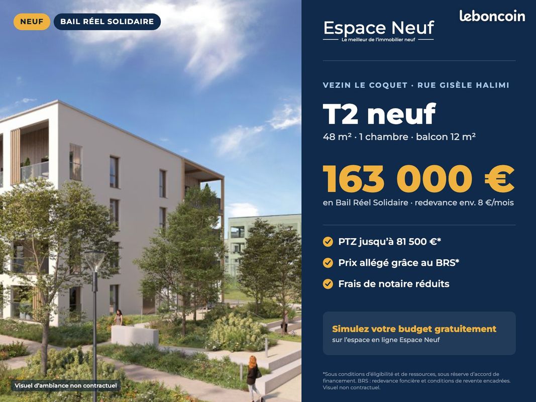 Appartement 2 pièces 48 m² · à Vezin-le-Coquet · 48 m² · 163 000 €