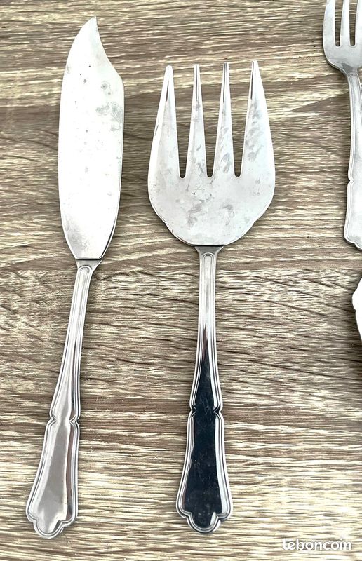 Lot De 6 Fourchettes CHABANNE Inox - 2 Fourchettes De Table + 4 à Poisson, Modèle Louis XV Feuillagé, Made In France - Occasion