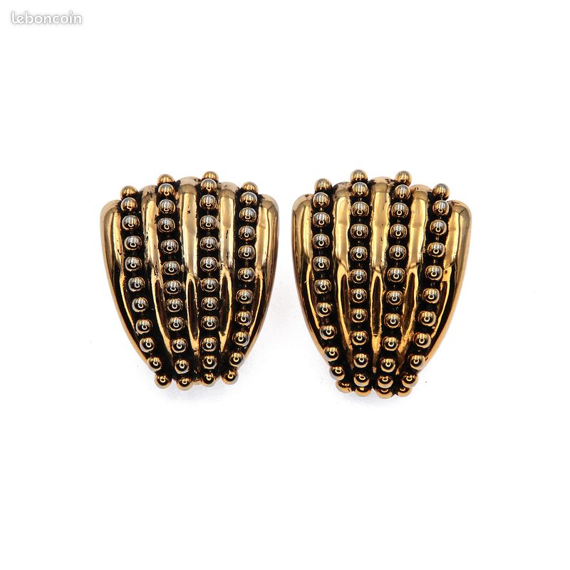 Boucles D'oreilles à Clips Vintage Années 80 – Dorées – Occasion – Style Rétro