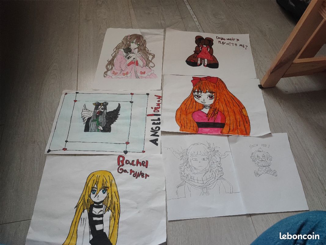 Lot de 15 dessin fait main animé,yandere simulator et autre - Jeux & Jouets