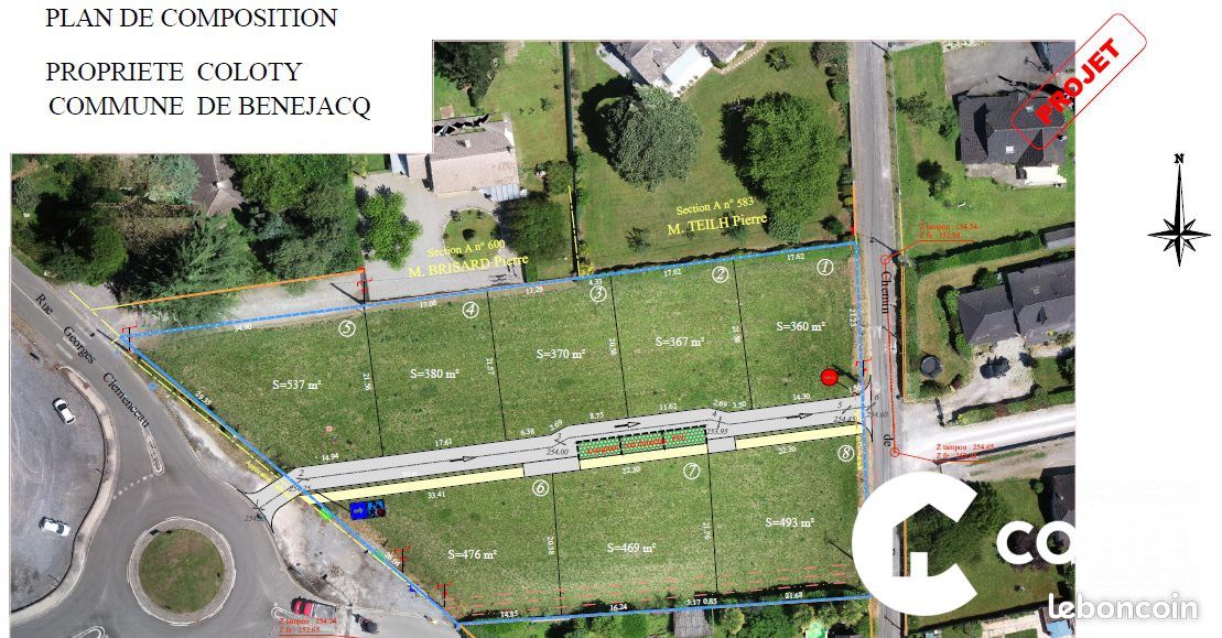 Terrain 380 m² Bénéjacq (image 2)