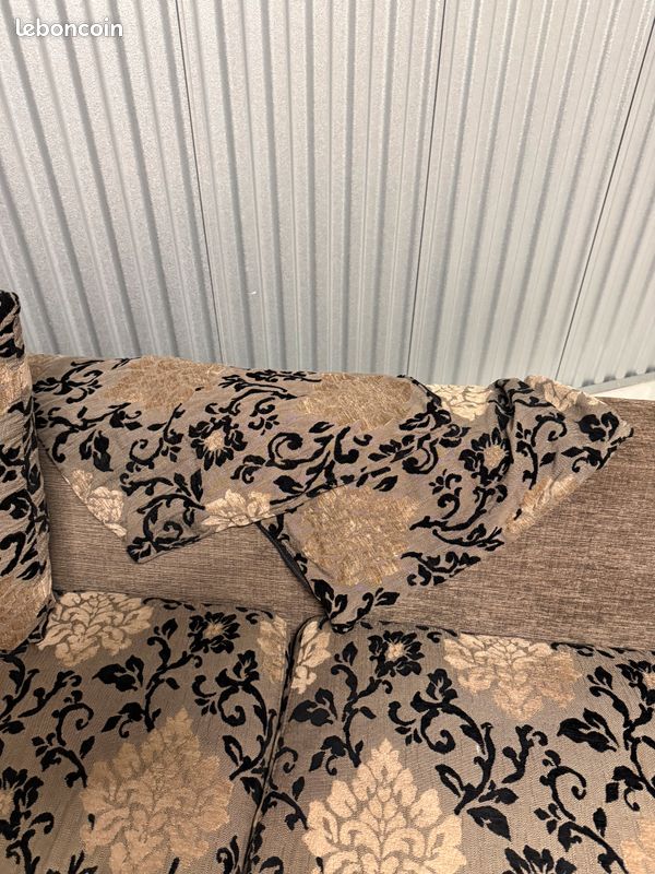 Roche Bobois — Grand canapé 3-4 places, tissu chenille taupe (image 8)