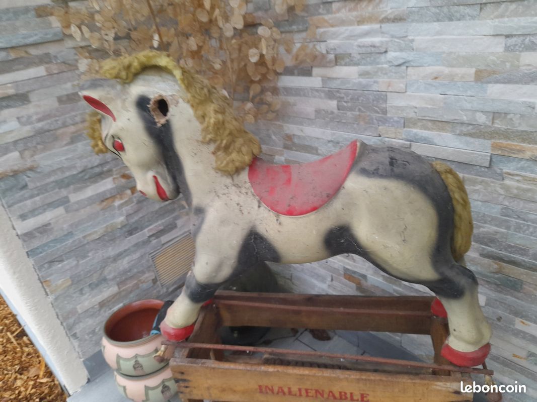 Cheval à Bascule En Carton Bouilli - Occasion, Fabriqué En France, Jouet Vintage Enfant