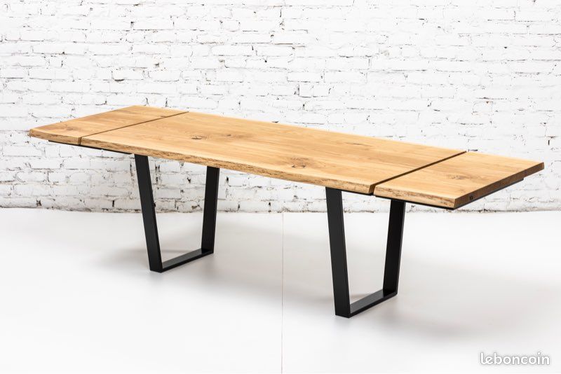 Table à Rallonges Bois Massif Métal Industriel Sur Mesure (image 4)