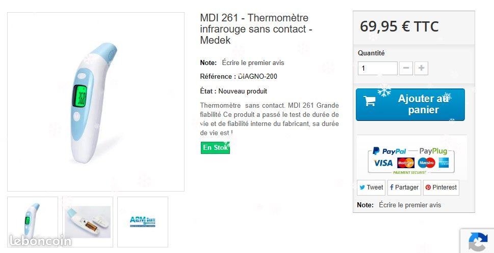 Thermomètre Infrarouge Frontal MEDEK – Prise De Température Sans Contact, Précis Et Rapide