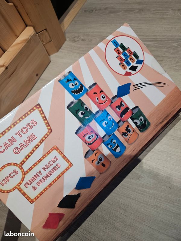 Chamboule Tout Jeu Extérieur Enfant - 10 Boîtes De Conserve + 3 Sacs De Fèves - Kermesse Anniversaire