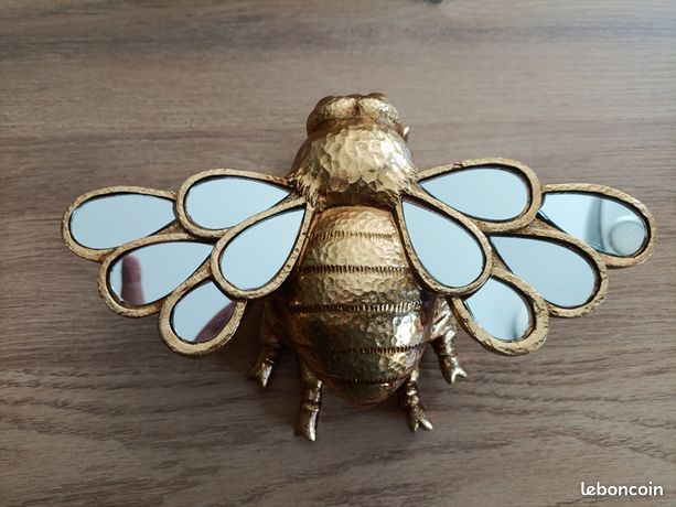 Décoration Murale Abeille En Résine Dorée - 15,5x11 Cm - Avec Crochet - Pour Intérieur/extérieur, Jardin, Cadeau