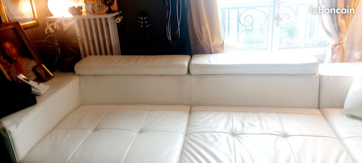 Canapé d'angle cuir crème a vendre (image 2)
