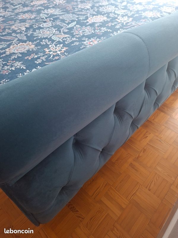 Lit Velour Capitonné Bleu 160x200 (image 3)