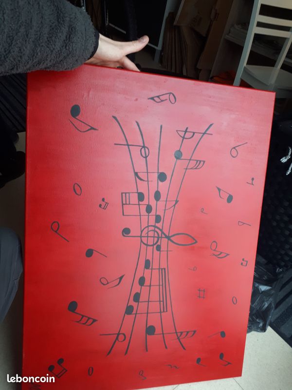 Tableau peinture notes de musique (80x60x4) (image 2)