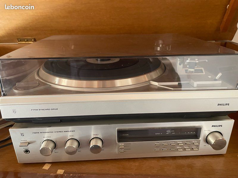 Années 1970! - PHILIPS 100 22AF100 - Tourne-disque vintage entièrement fonctionnel Platine vinyle 33 - 45 tours - France