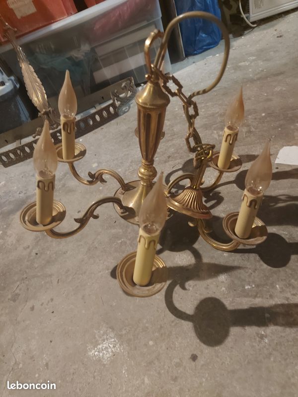 Lustre 5 branches en laiton (image 1)