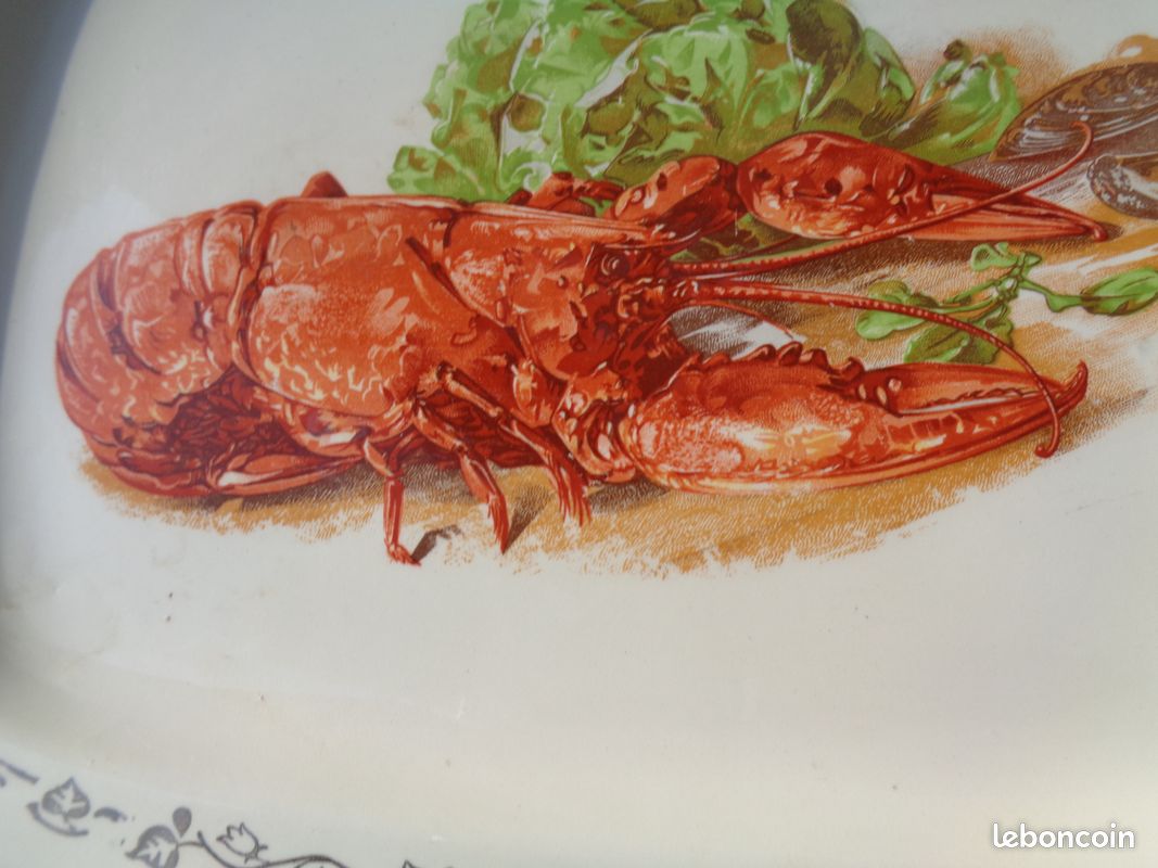 Porcelaine opalor real export plat décor homard 30 X 39 cm (image 2)