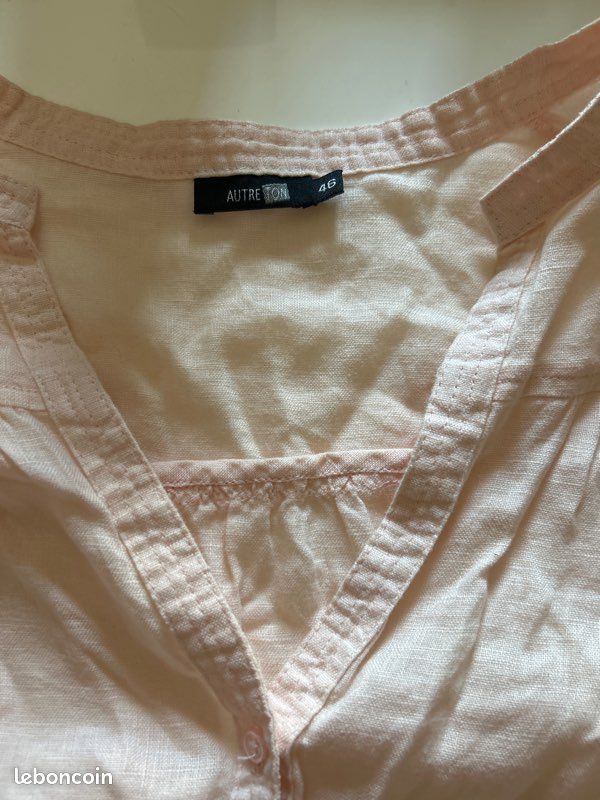 Chemise saumon en lin 46 (image 3)