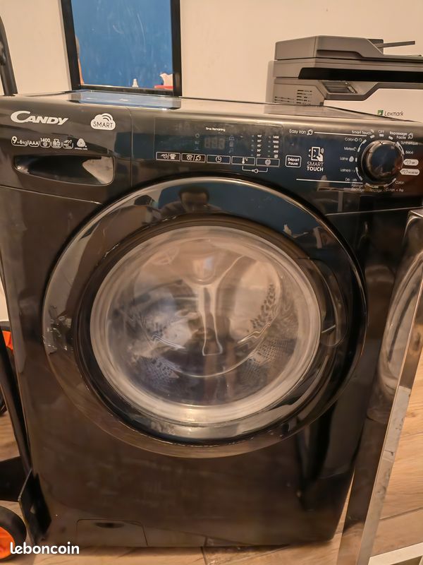 Machine à laver lavante séchante (lave linge sechant) CANDY CSWS 496TB 47, Hublot, 9 kG lavage, 6 kG séchage, classe énergétique A, 60 cm, noir (image 1)