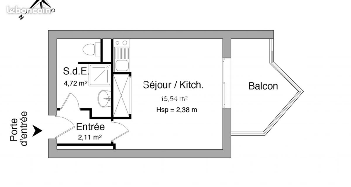 Appartement 1 pièce 22 m² · à Montpellier · 22 m² · 483 €/mois