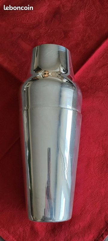 Shaker Cocktail Métal Argenté, Avec Couvercle, Générique, Occasion