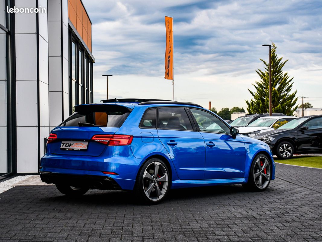 Audi RS3 2.5 TFSI 400 CH BLEU ARA BLACK RS DESIGN MATRIX BEAM B&O TOIT PANO MAGNETIC RIDE CAMERA ACC KEYLESS GO SIEGES NAPPA RS — FULL OPTIONS (image 2)