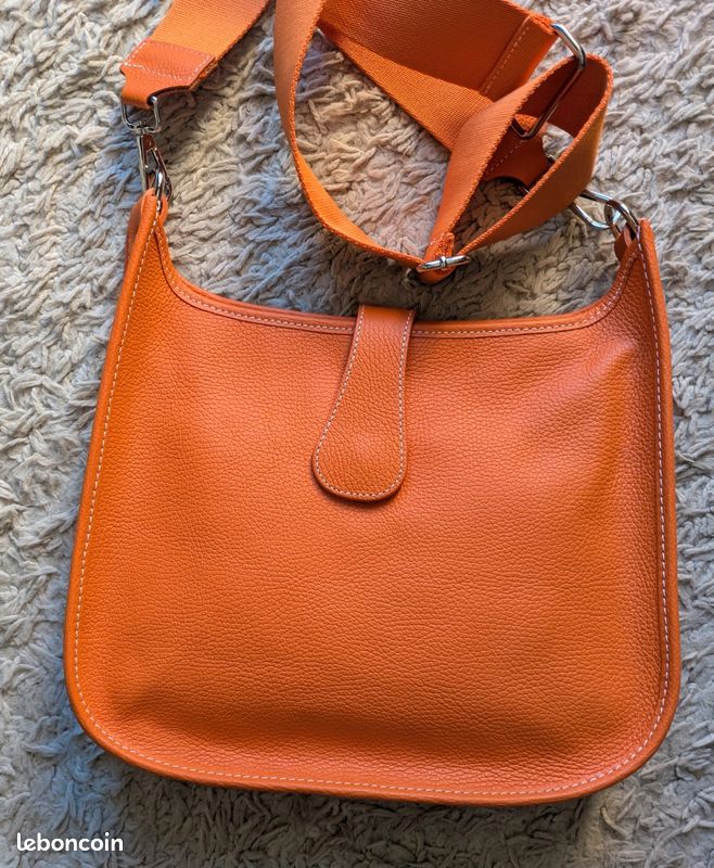 Sac femme cuir orange à bandoulière Genuine Leather (image 3)