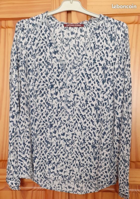 Blouse Comptoir Des Cotonniers Soie Bleue Taille 38 - Excellent État